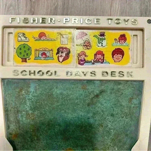Vintage 1972 Fisher Price School Days Play Desk Toy Chalkboard Teacher - Picture 2 of 12